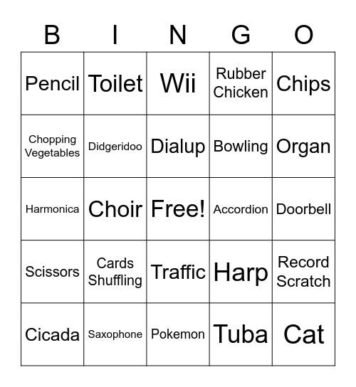 Sound Bingo Card