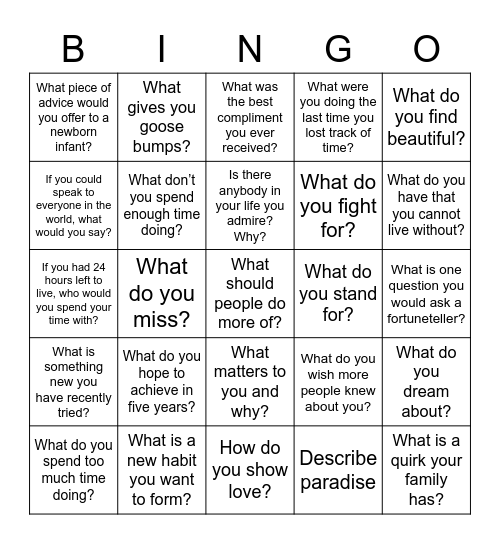 Big Talk Bingo Card