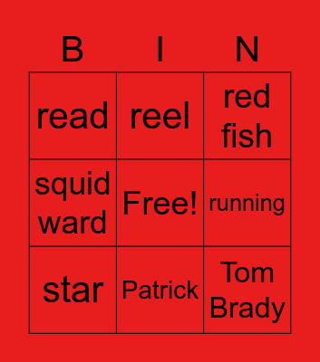Alex's "r" Sounds Bingo Card