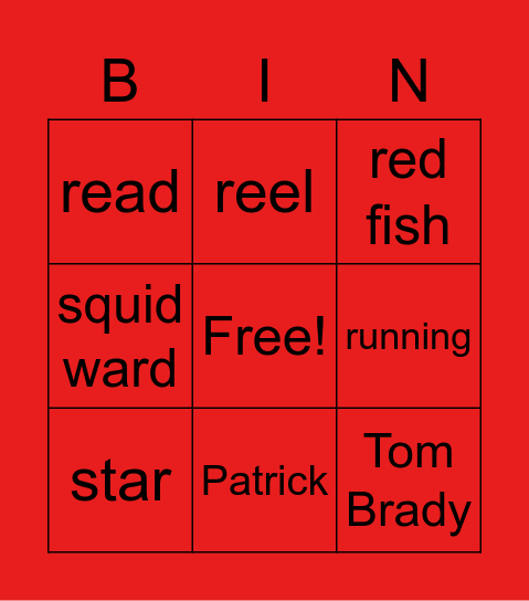 Alex's "r" Sounds Bingo Card