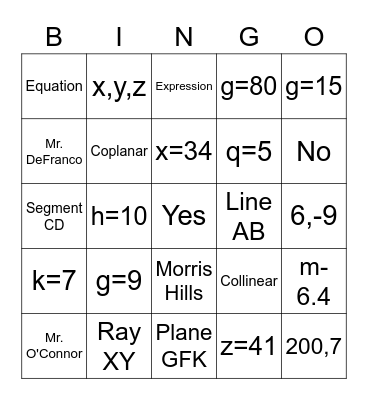 BASIC MATH 11/12 BINGO REVIEW  NOVEMBER 4, 2021 Bingo Card