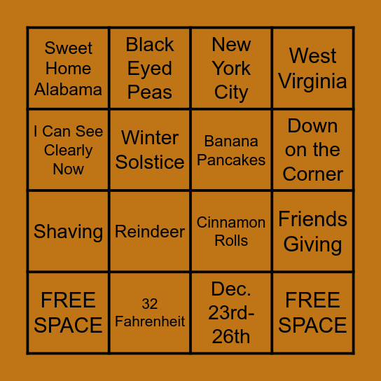 Its the End of the Year! Bingo Card