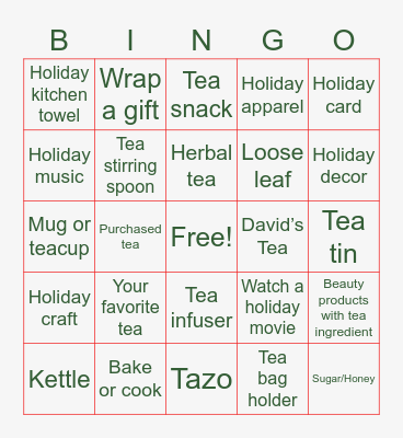 O Christmas Tea Bingo 🎄 Bingo Card