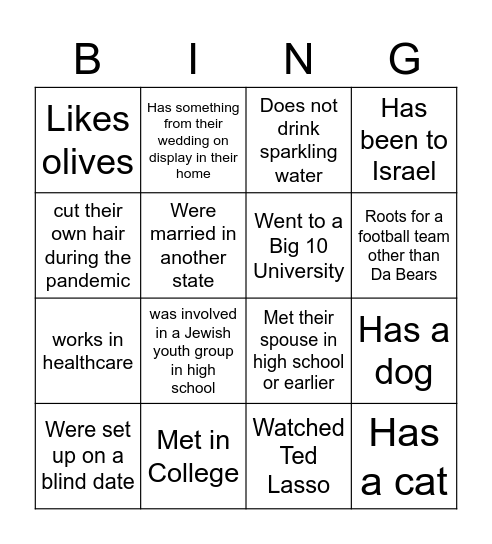 After I Do Bingo Card