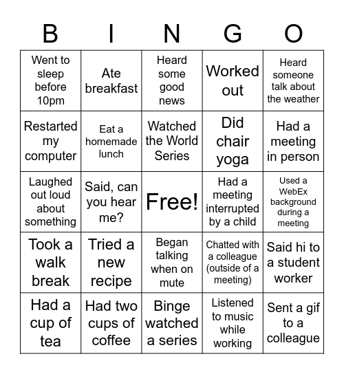  Within The Last 24 Hours Bingo Card