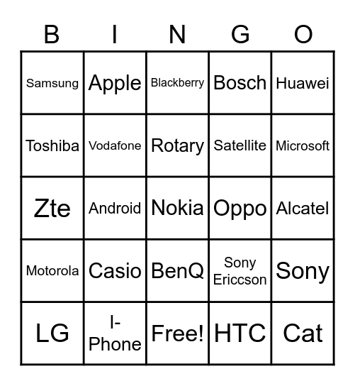 Phones, phones, phones!!! Bingo Card