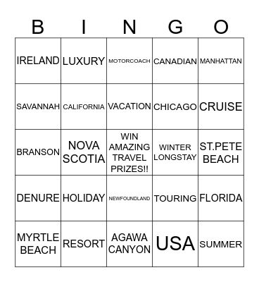 Flight Centre Bingo Card