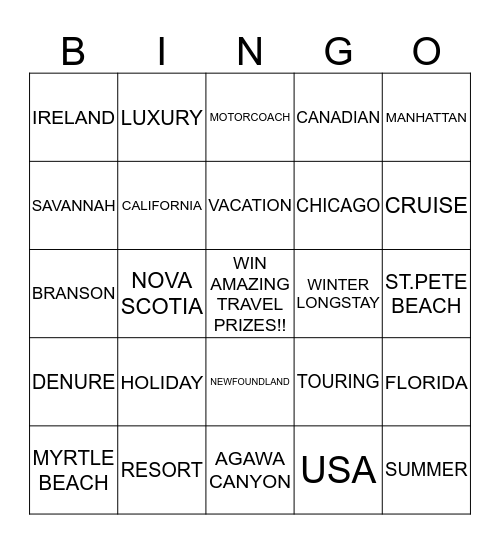 Flight Centre Bingo Card