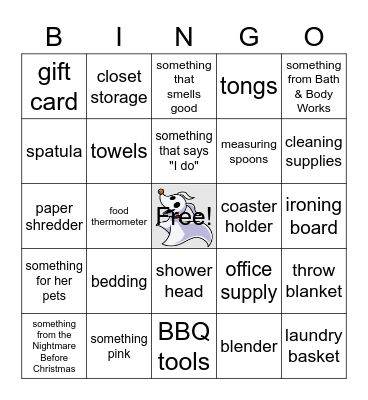 Bridal Shower Present Bingo Card