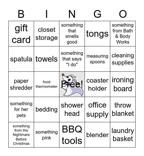 Bridal Shower Present Bingo Card