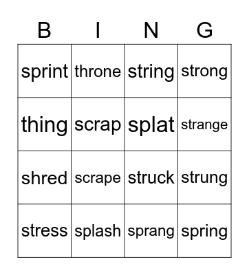 3 letter blends Bingo Card