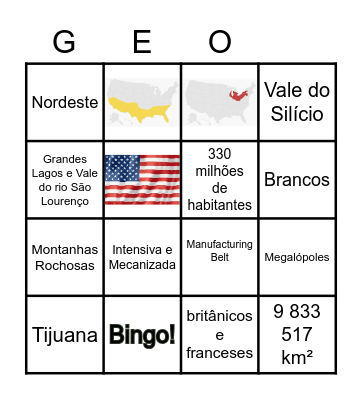 EUA e Canadá Bingo Card