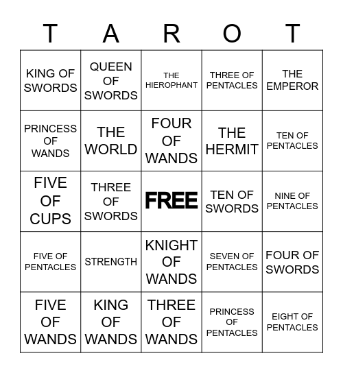 TAROT BINGO Card