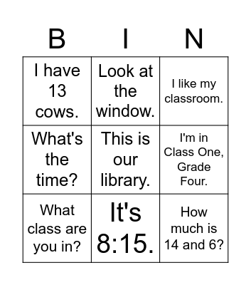 闽教四上句型U1-4 Bingo Card