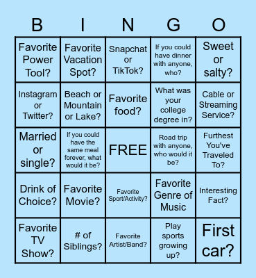 Icebreakers Bingo Card