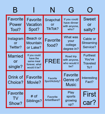 Icebreakers Bingo Card