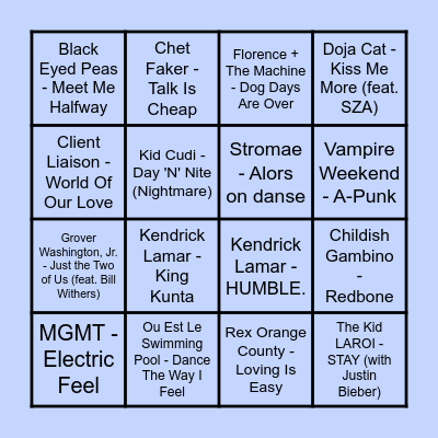 Prince Music Bingo #2 Bingo Card