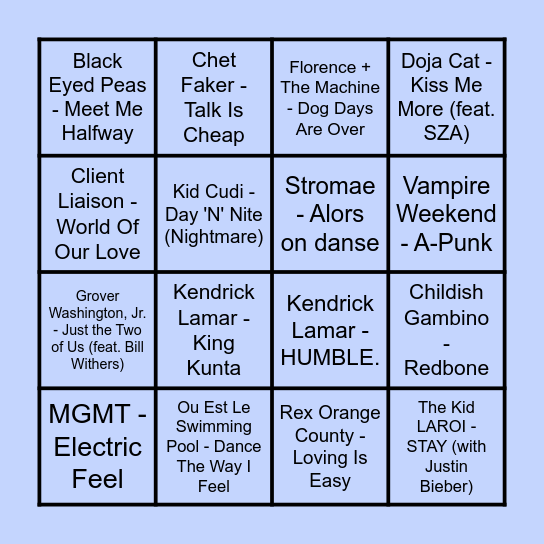 Prince Music Bingo #2 Bingo Card