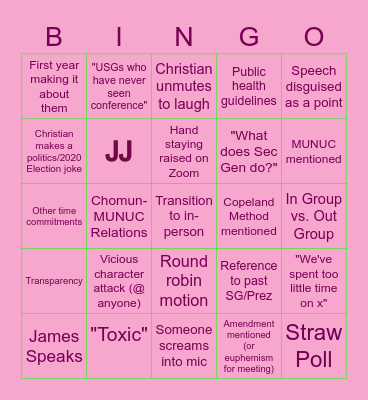 Toxic Bingo Card