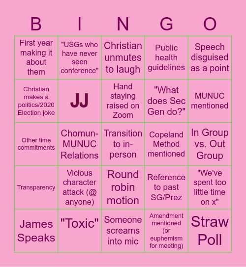 Toxic Bingo Card