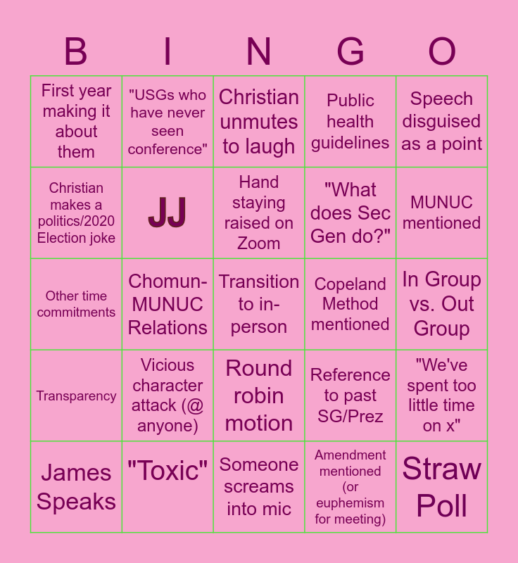 Toxic Bingo Card