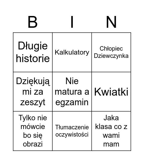 Lekcja z Gaul Bingo Card