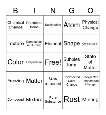 Matter Bingo Card