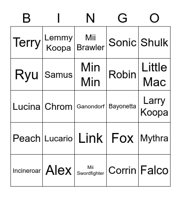 Jet ROUND 2 (Smash Bros) Bingo Card