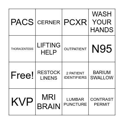 RAD TECH BINGO Card