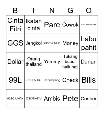 93SCINSEONG Bingo Card