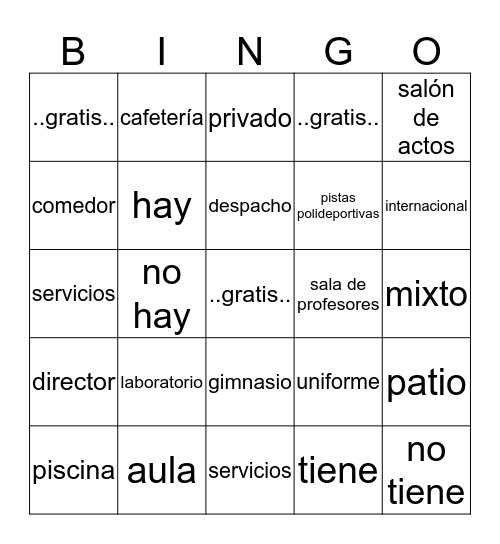 Mi instituto Bingo Card