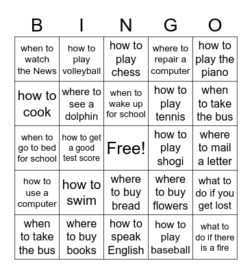Do you know...? Bingo Card