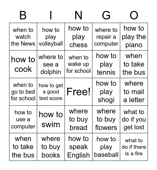Do you know...? Bingo Card