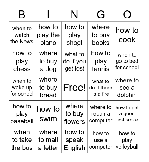 Do you know...? Bingo Card