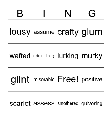 Vocabulary Bingo Card