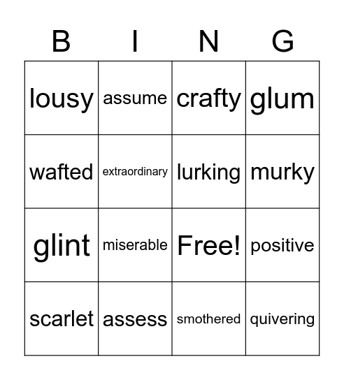 Vocabulary Bingo Card