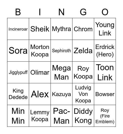 Mana ROUND 1 (Smash Bros) Bingo Card