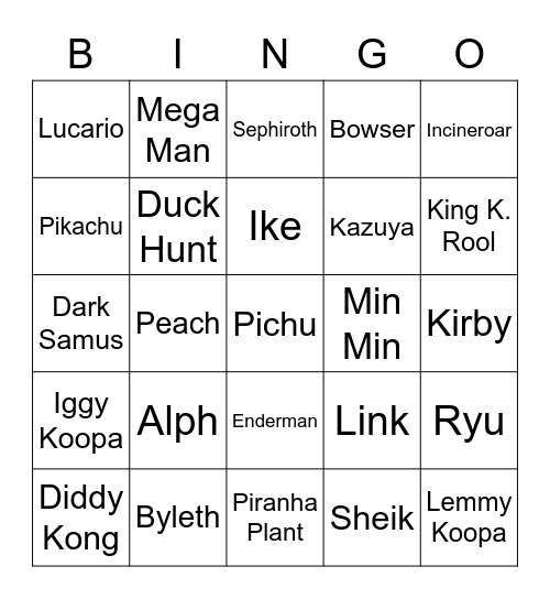 Mana ROUND 2 (Smash Bros) Bingo Card