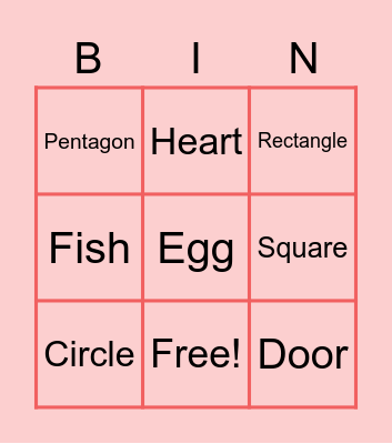 Guess the shape Bingo Card
