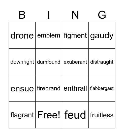 4 Bingo Card