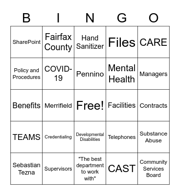 BUSINESS OPERATIONS AND FACILITIES Bingo Card
