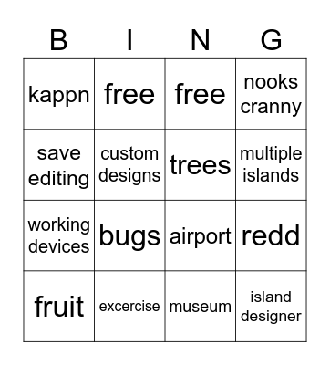 acnh update (security234567897563er7ugidhkjaegyftdyuwbhdgytyuhbsghnasbxdghw) Bingo Card