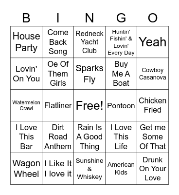 Country Beefs Bingo Card