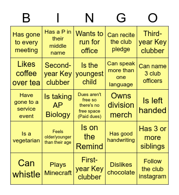 Meet-A-Member Bingo 2 Bingo Card