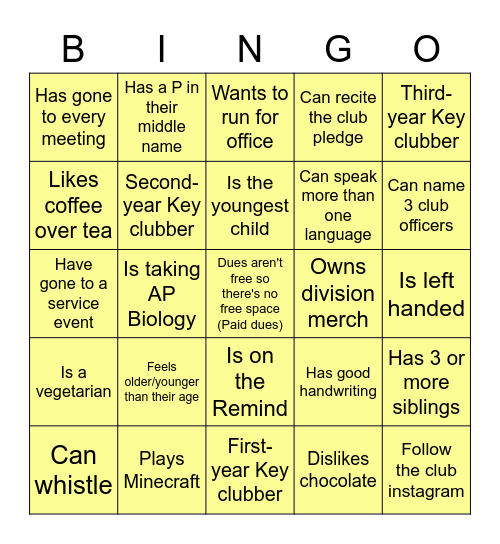 Meet-A-Member Bingo 2 Bingo Card