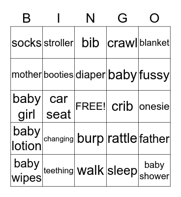 Baby Shower Bingo Card