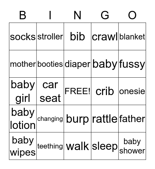 Baby Shower Bingo Card