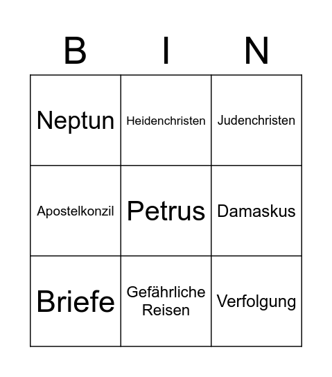 Paulus Bingo Card