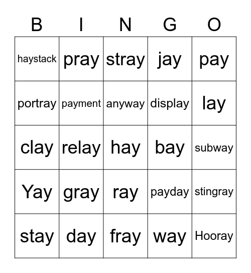 ay Bingo Card