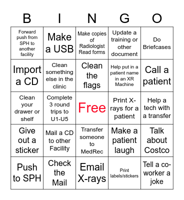 X-ray Assistant Rad Tech Week Bingo Card